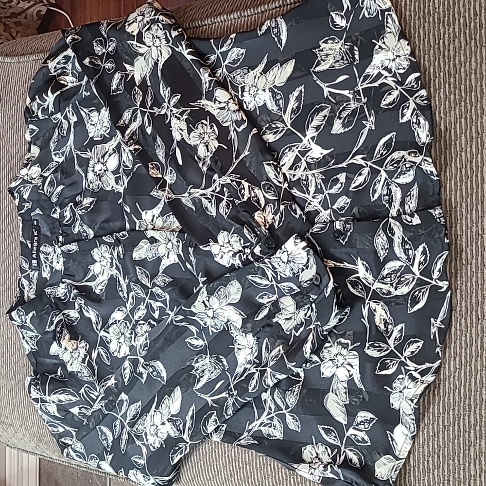 Allegra K Floral Semi Sheer Blouse - Picture 12 of 12